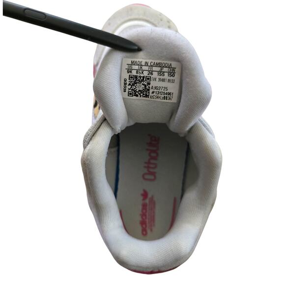 Adidas Ozelia Ftwr White Magic Pink Shoes SZ 9K Sneakers Camo Striped - Picture 5 of 5